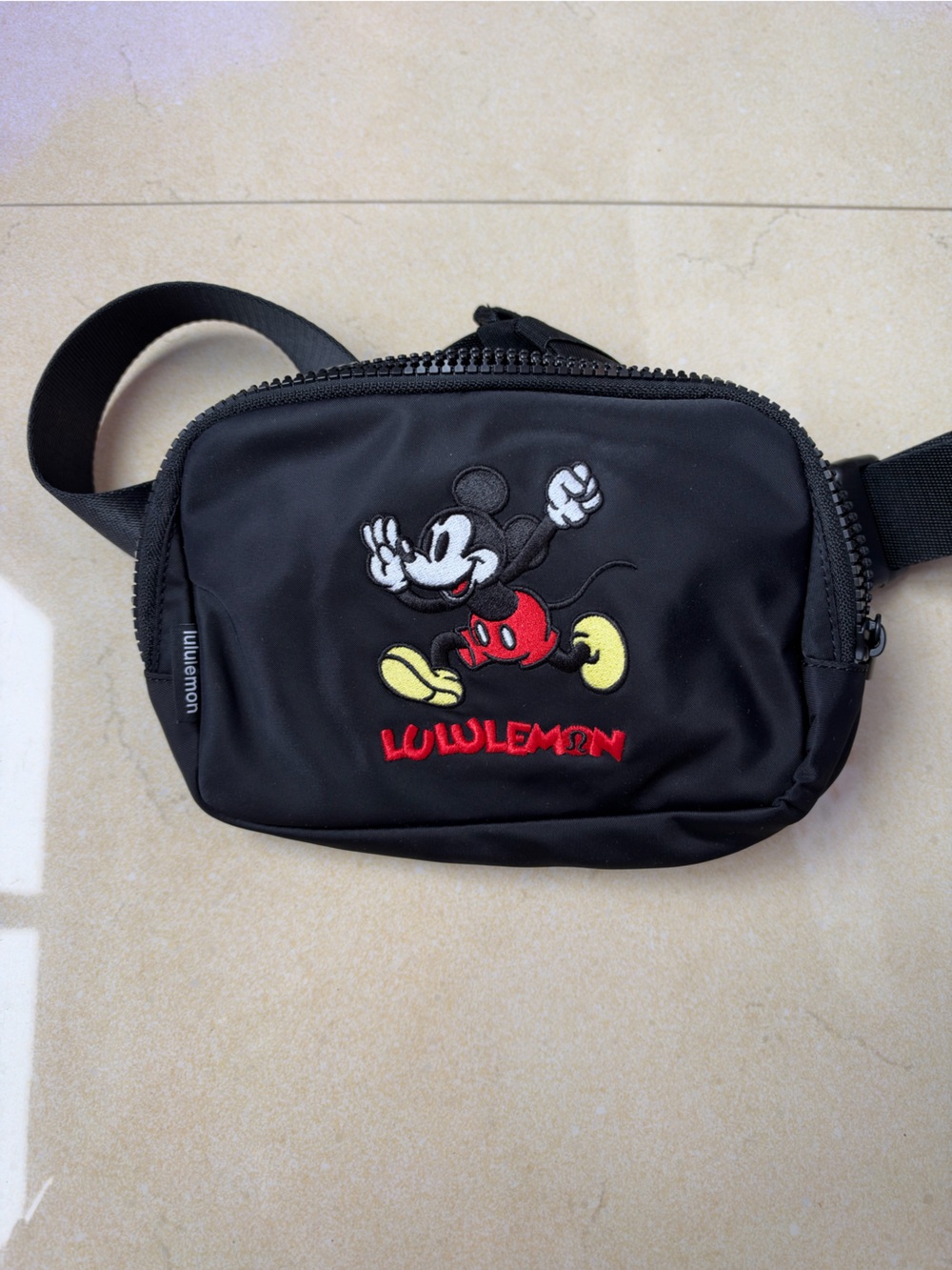 lululemon athletica Black Waist Bag with Multicolor Mickey Patch